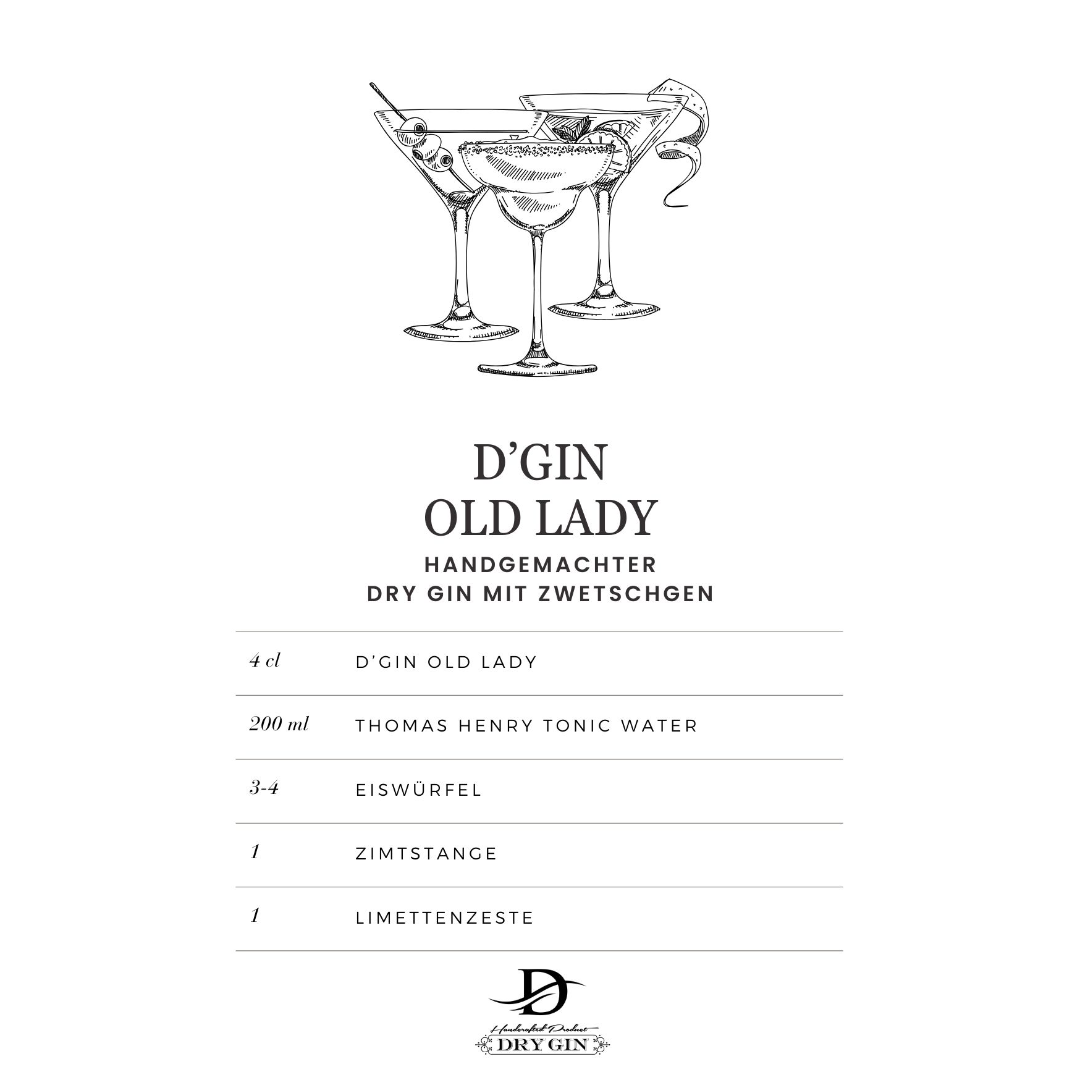 D‘ GIN OLD Lady - 42% vol.
